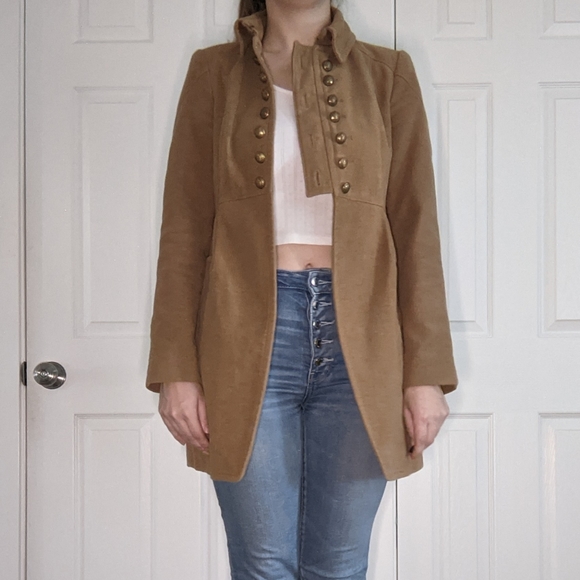 Camel Zara military style coat - Picture 1 of 3